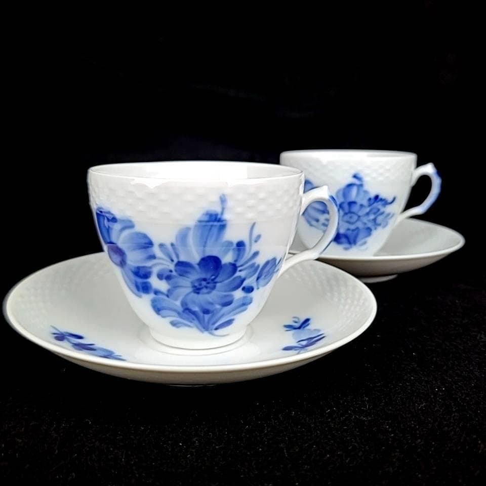 □美品□ロイヤルコペンハーゲン　ブルーフラワー　カップ&ソーサー　2客　ペア 3