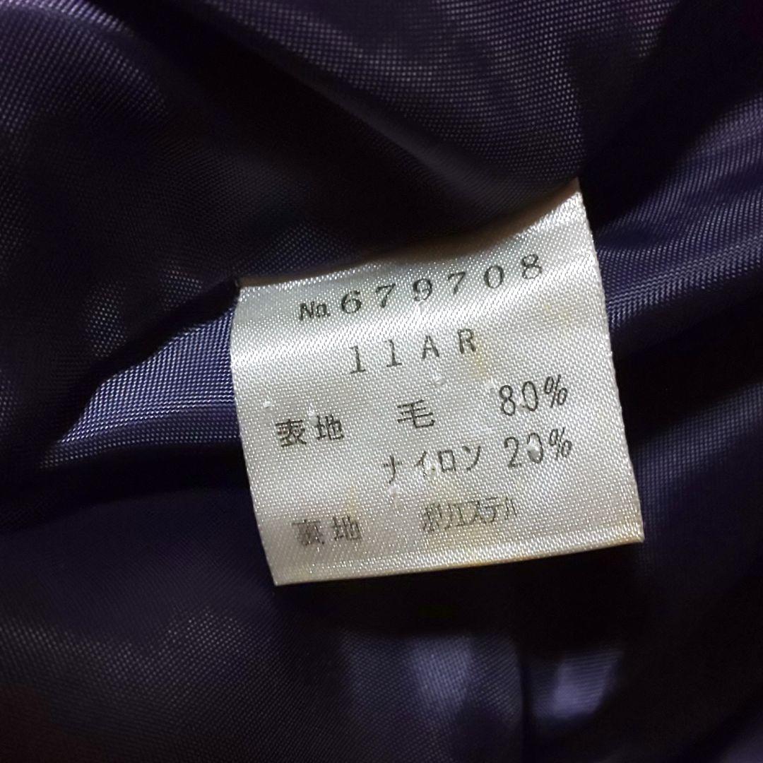 ラム毛コート　フード付き　パープル　11号　高級ライン　ゆったりサイズ