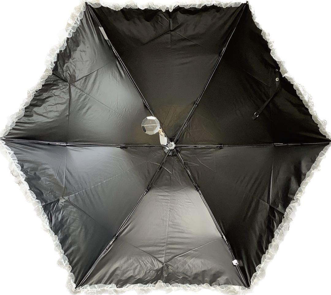 新品☆ランバンオンブルー☆軽量ドットフリル晴雨兼用折りたたみ