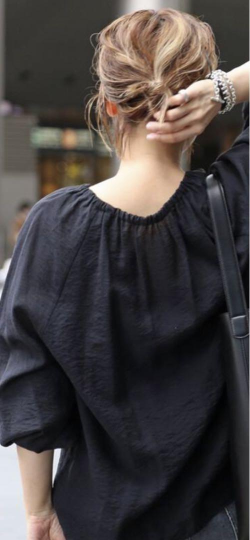 本当に信頼出来る店 Classe Deuxieme Gather ブラウス(BLACK Sleeve シャツ/ブラウス(長袖/七分)