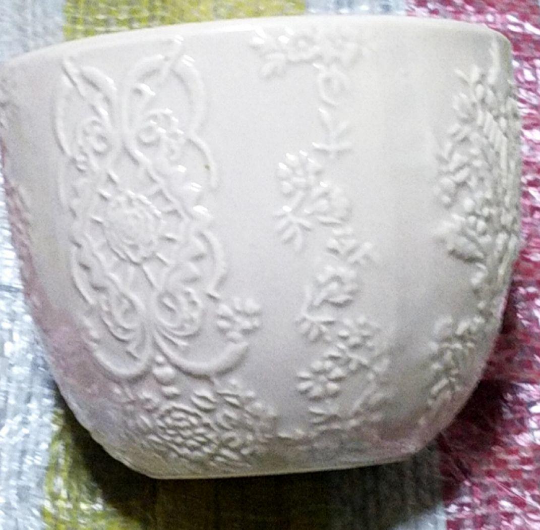 骨董品　陶芸　陶器　白磁器　作品　白磁条文深鉢　蔡暁芳