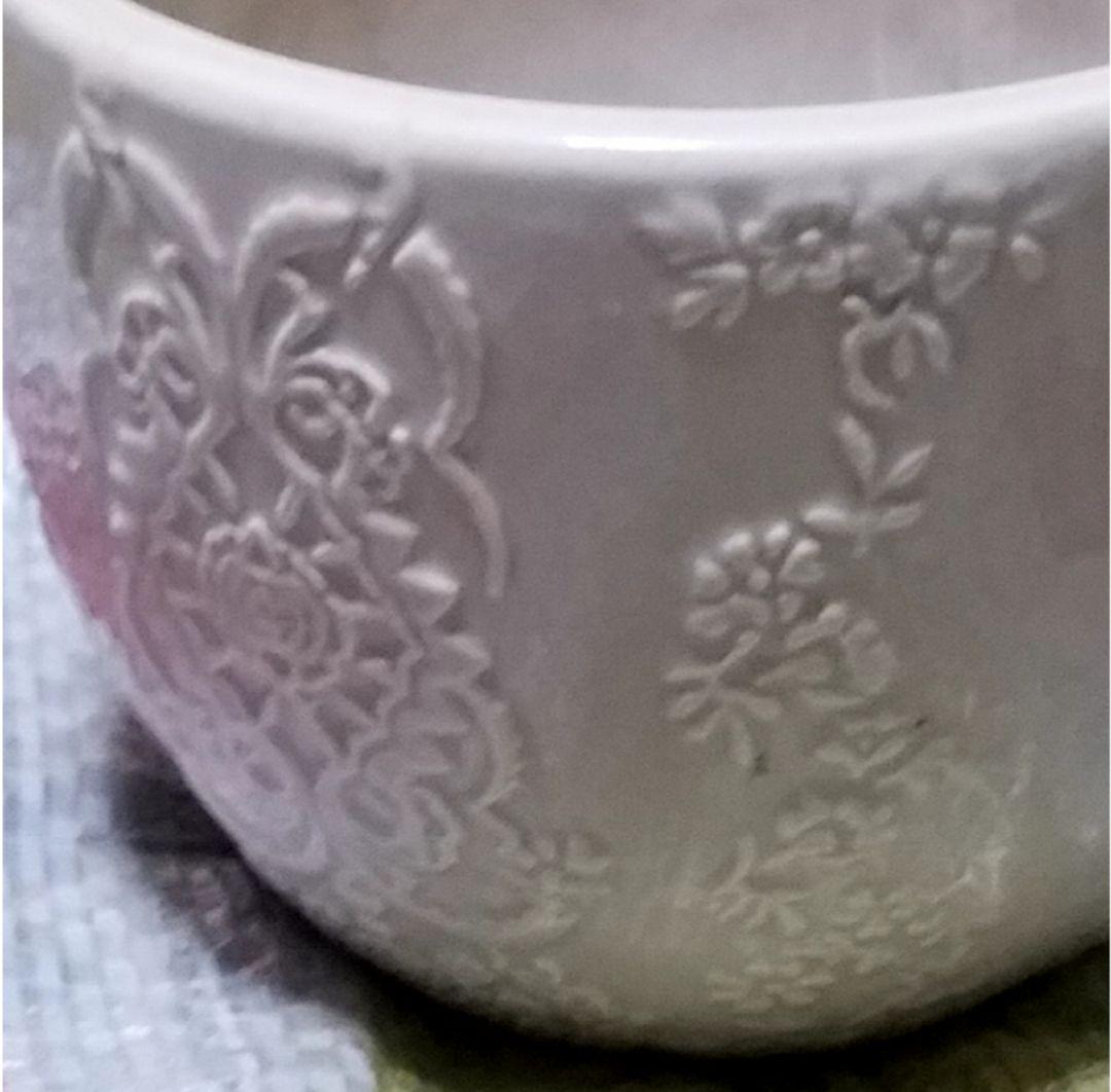 骨董品　陶芸　陶器　白磁器　作品　白磁条文深鉢　蔡暁芳
