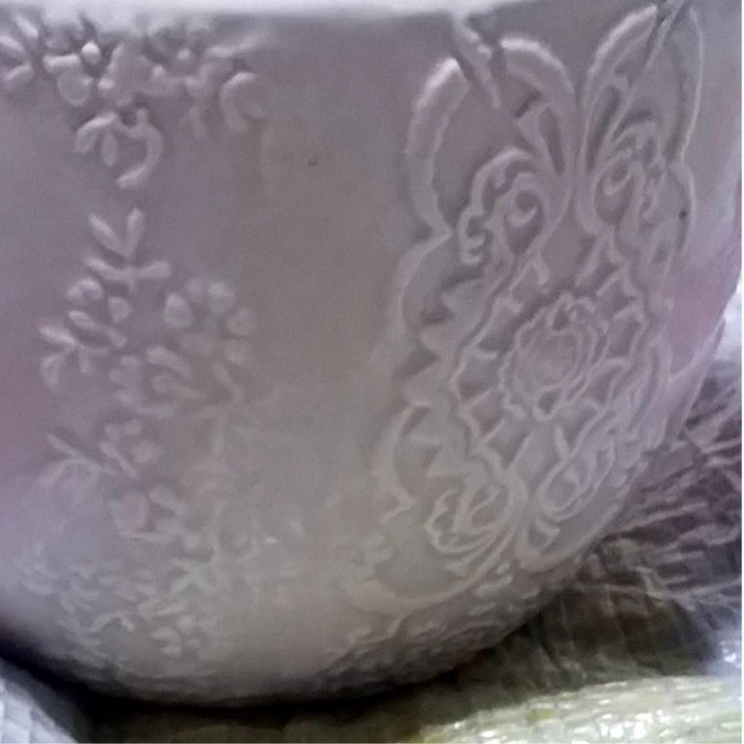 骨董品　陶芸　陶器　白磁器　作品　白磁条文深鉢　蔡暁芳