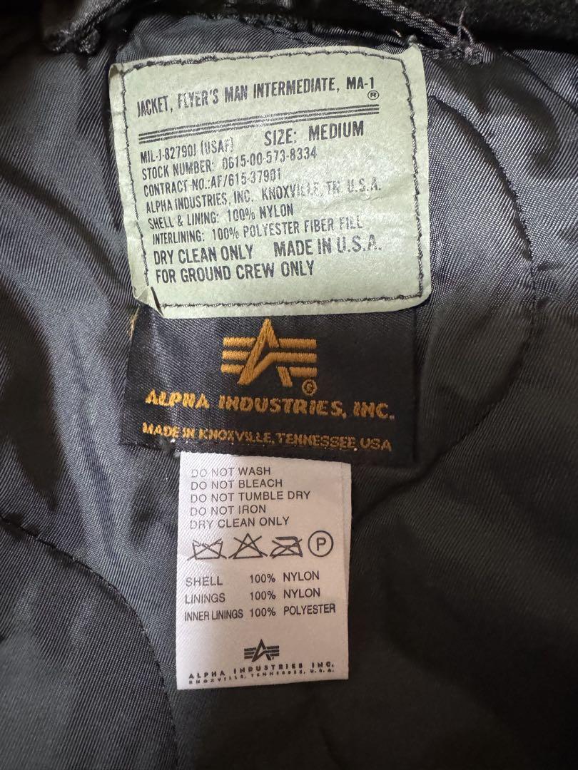 ALPHA 90s USA製 MA-1 グランドクルー ダークカーキ M 黒タグ