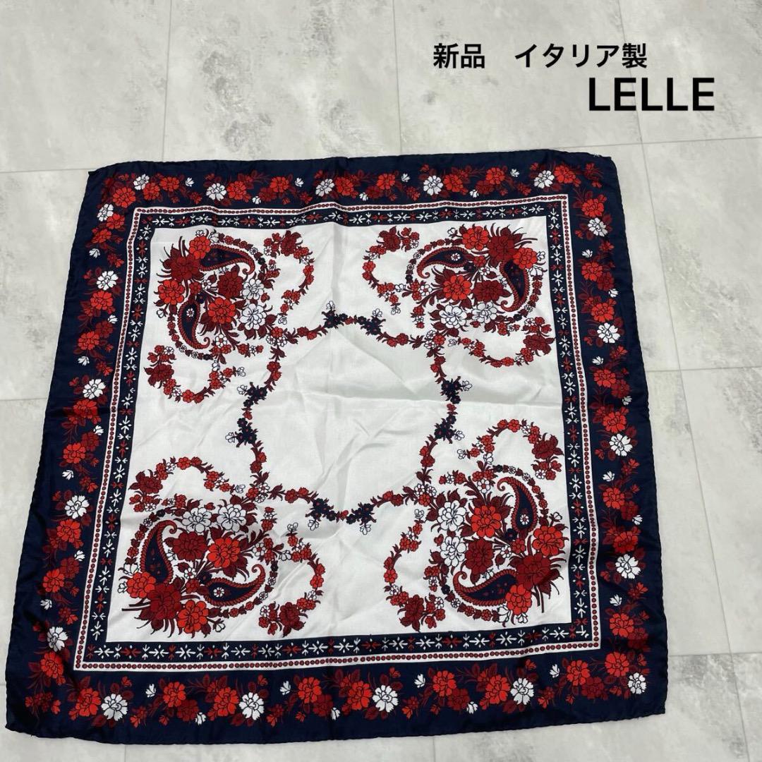 新品 イタリア製 LELLE スカーフ バンダナ シルク100% 花柄 高級 新品 イタリア製 LELLE レレ バンダナ スカーフ シルク100% 高級