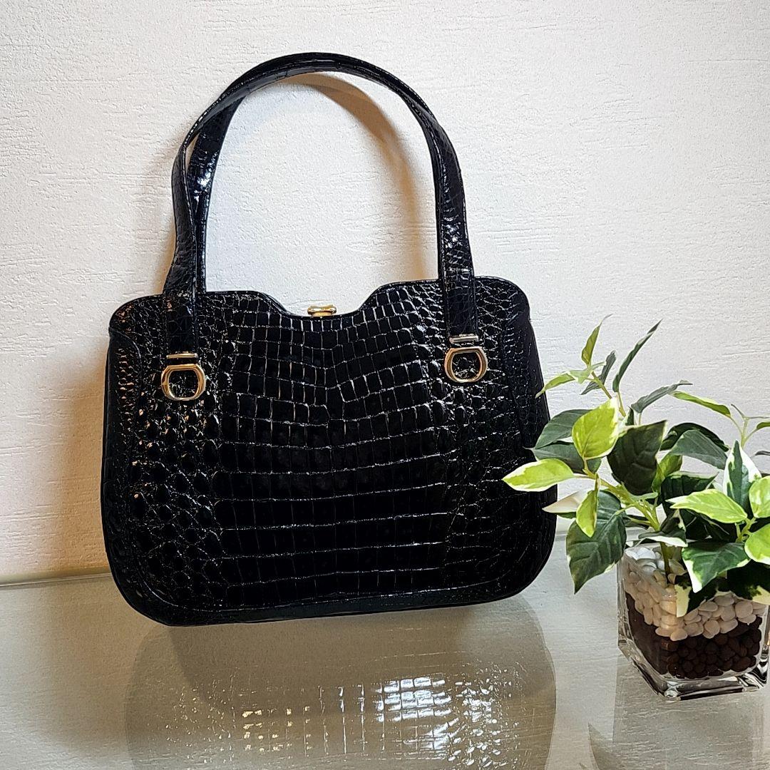 スキアーヴィ　クロコダイル　イタリア製　ハンドバッグ