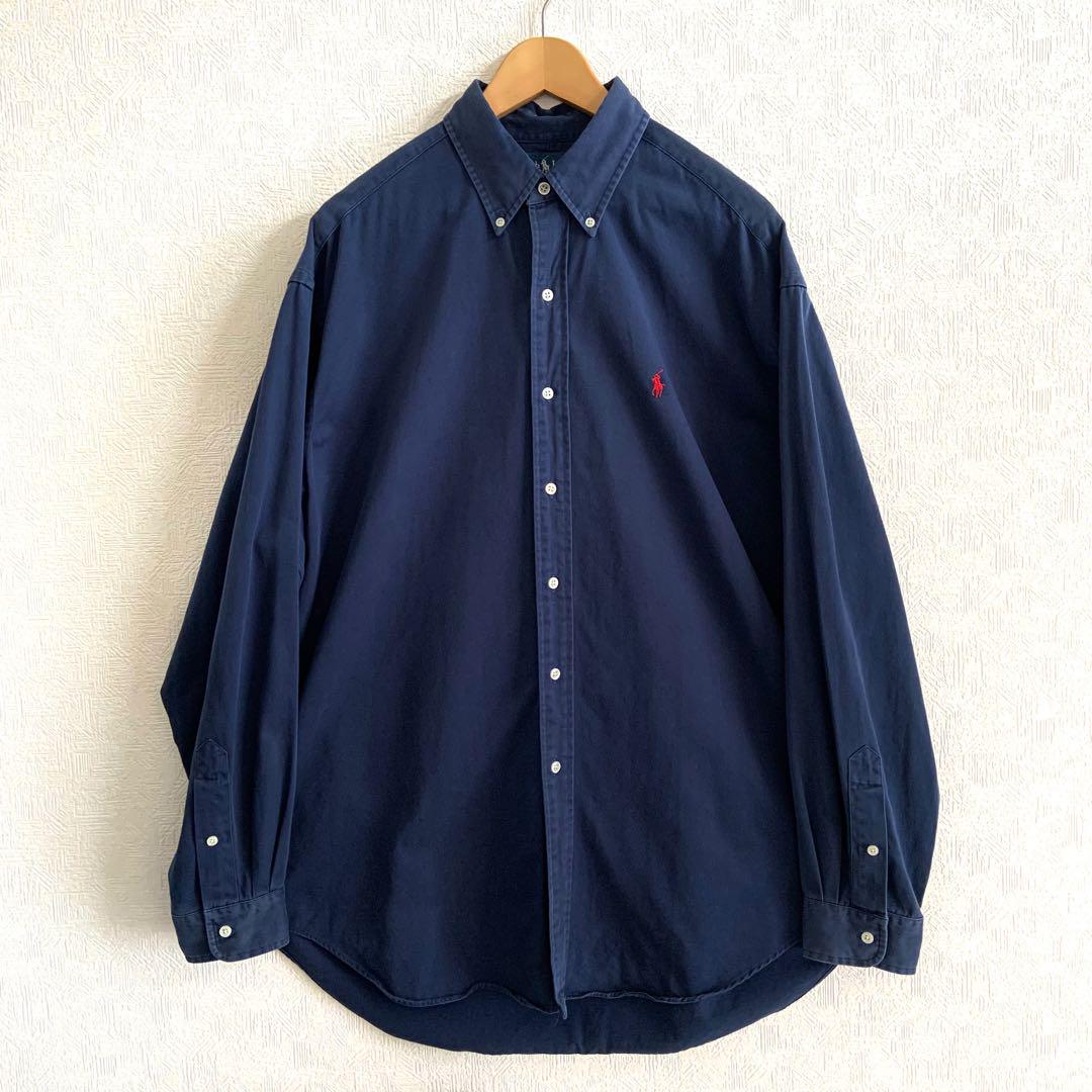 新品未着★Ralph Lauren 長袖シャツ Navy Blake 100%