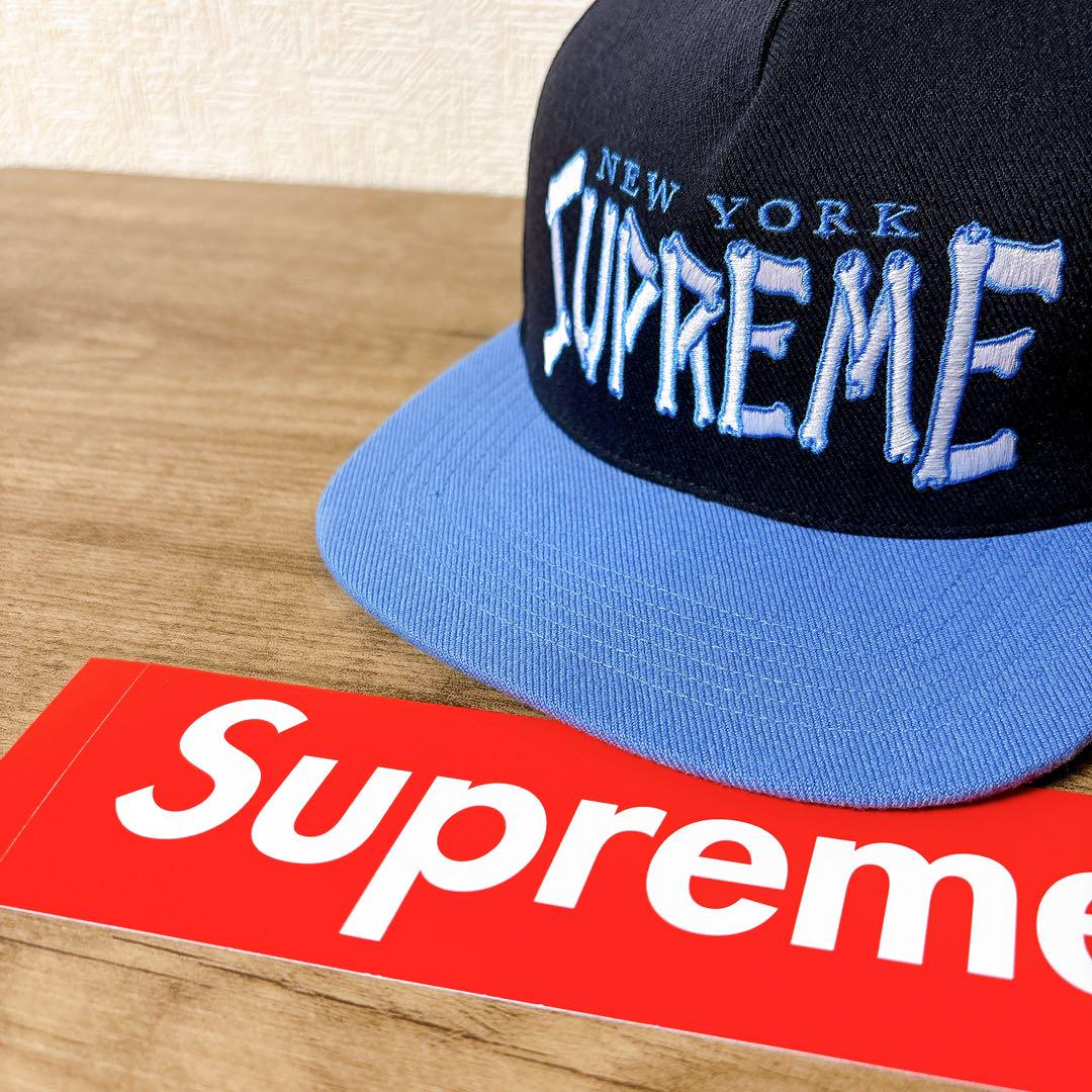 正規品　Supreme キャップ　帽子 アメリカ製　ブラック　ブルー　水色