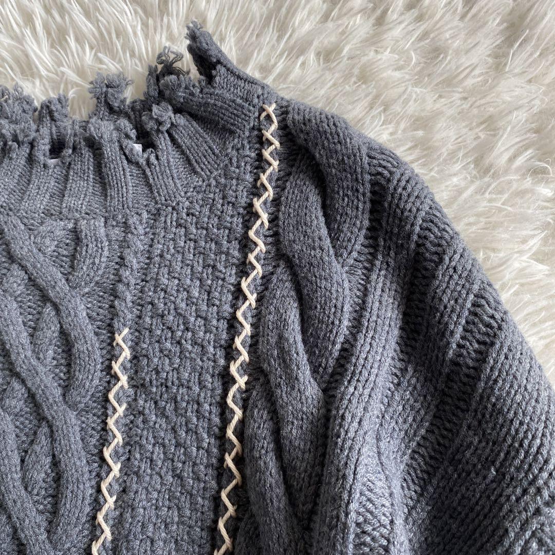IRENE アイレネ　Mix Cable Pullover Knit グリーン