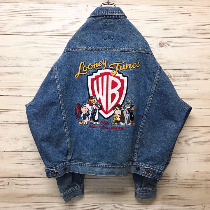 希少》ワーナーブラザーズ WARNERBROS☆デニムジャケット XL 刺繍 - G