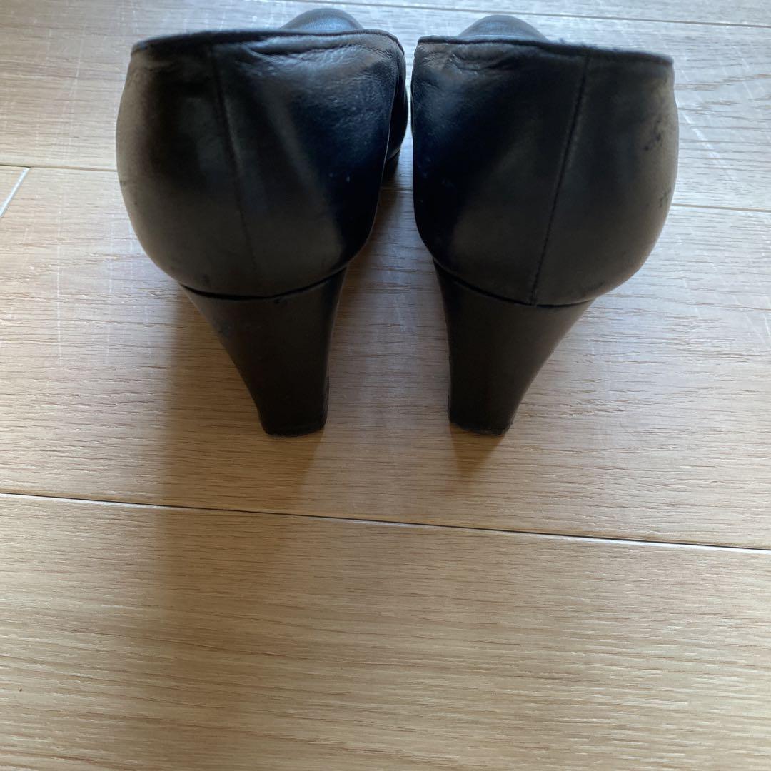 CHANEL ココマークロゴ 金ボタン 371/2 24.5黒ヒール