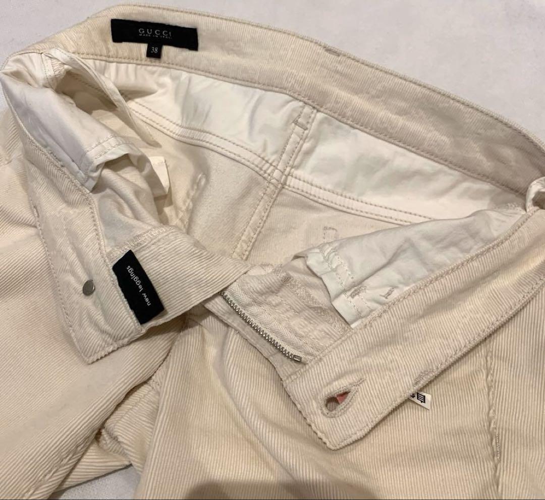 GUCCI レディース　コーデュロイパンツ　オフホワイトストレートパンツ　38 Gucci white denim jeans studs Sz 38 | eBay