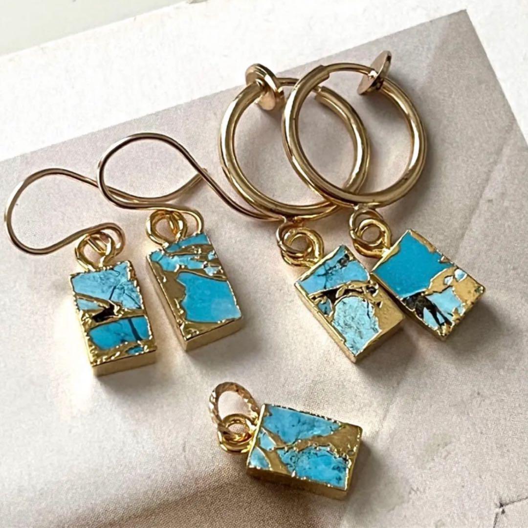 meowmeow☺︎ ペアシェイプ型ラリマーピアス