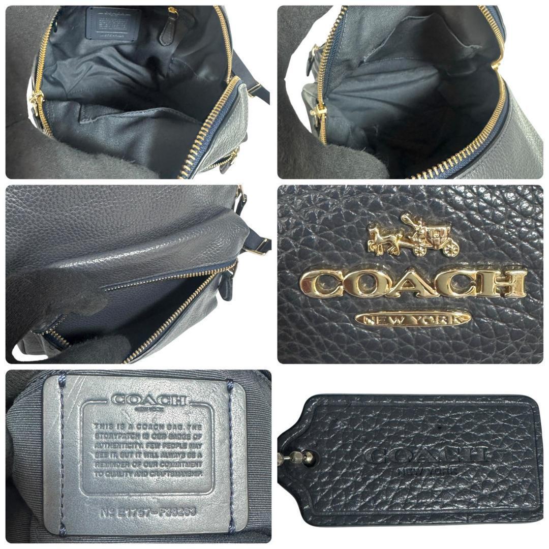 COACH レザー ブラック ミニリュック ゴールド金具 美品 コーチ リュック ミニリュック ロゴ ゴールド金具 シボレザー