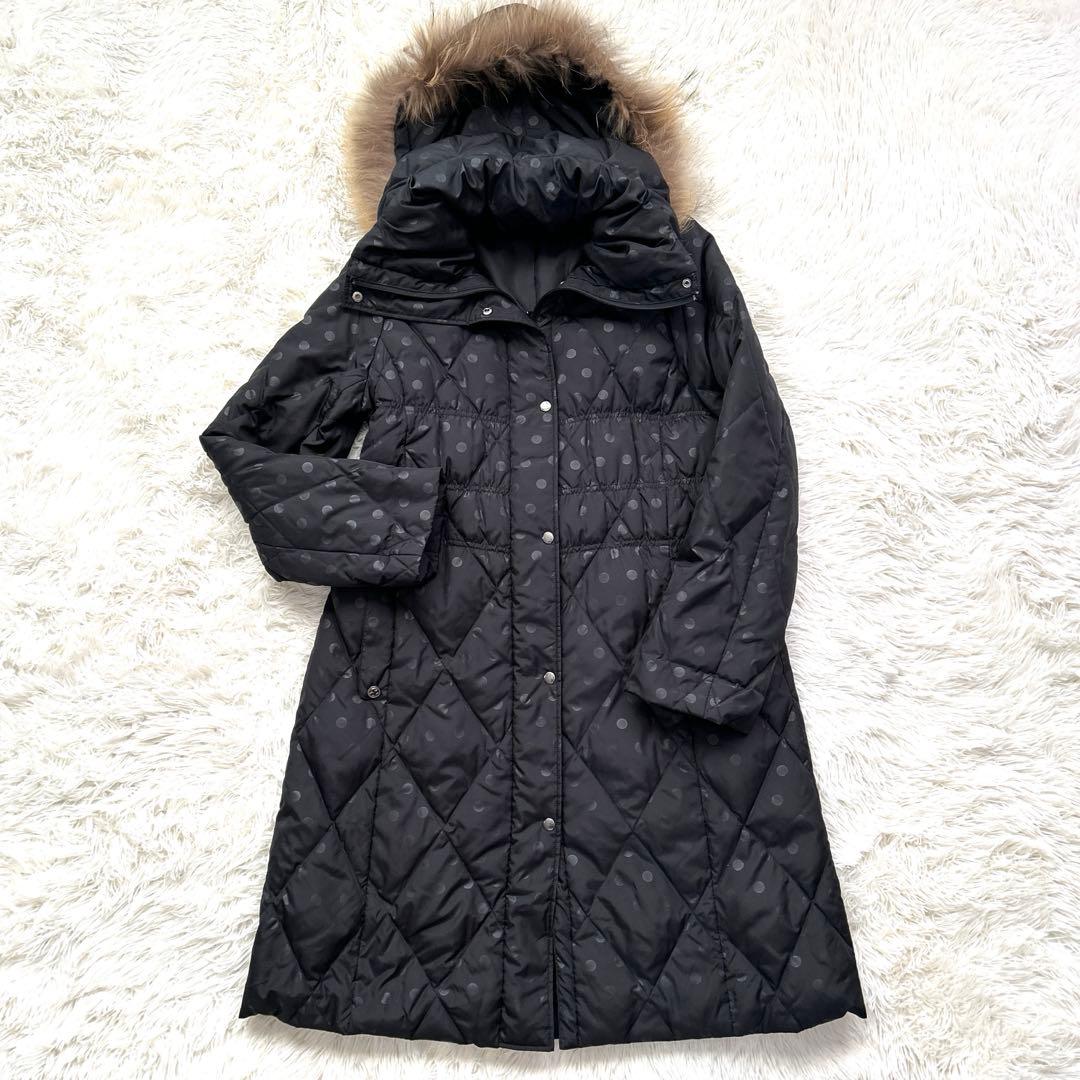 PINORE ピノーレ ダウンコート ドット チャイニーズラクーンファー 38M PINORE