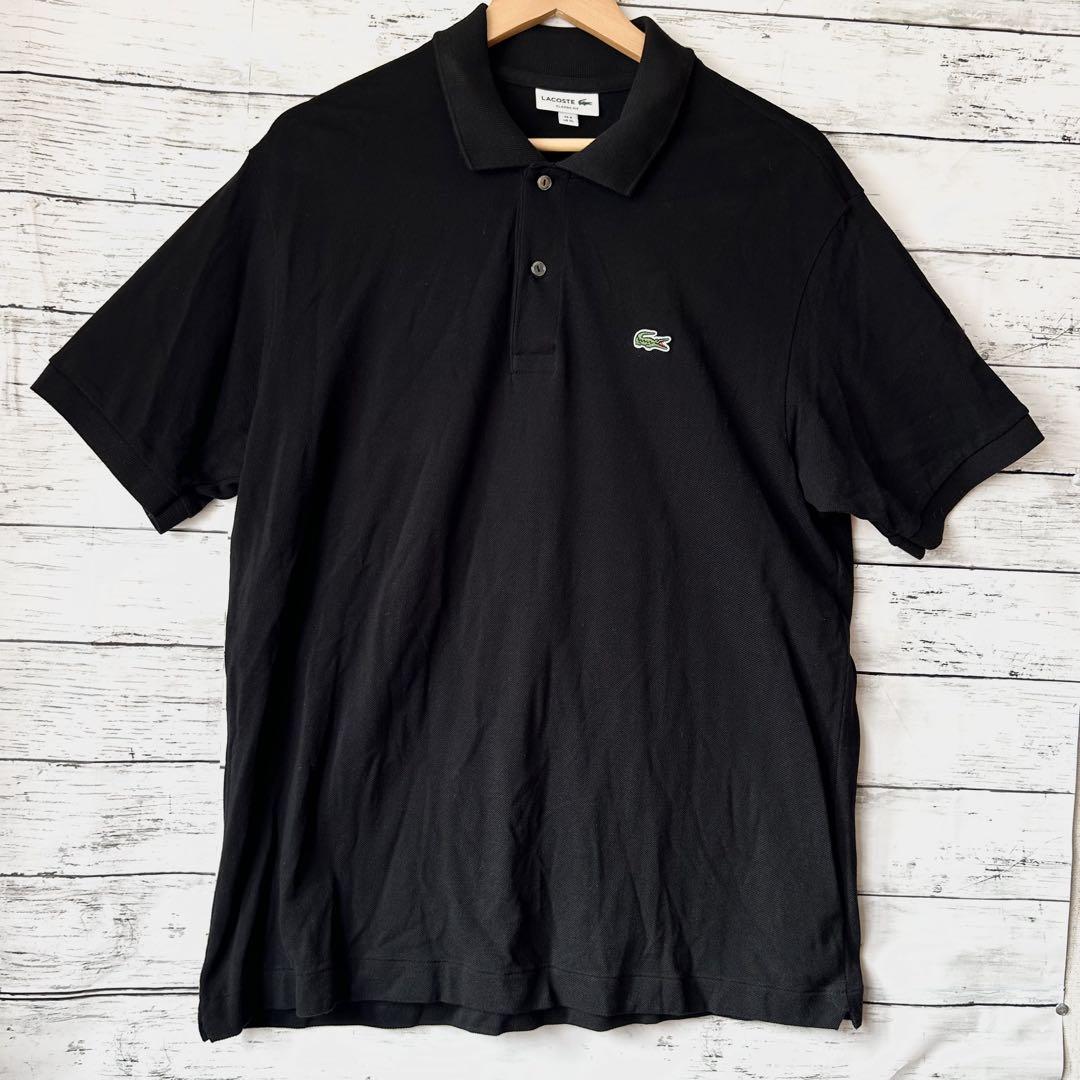 【新品】ラコステ　ポロシャツ　黒　42 ラコステ LACOSTE 半袖ポロシャツ ブラック 42サイズ レディース