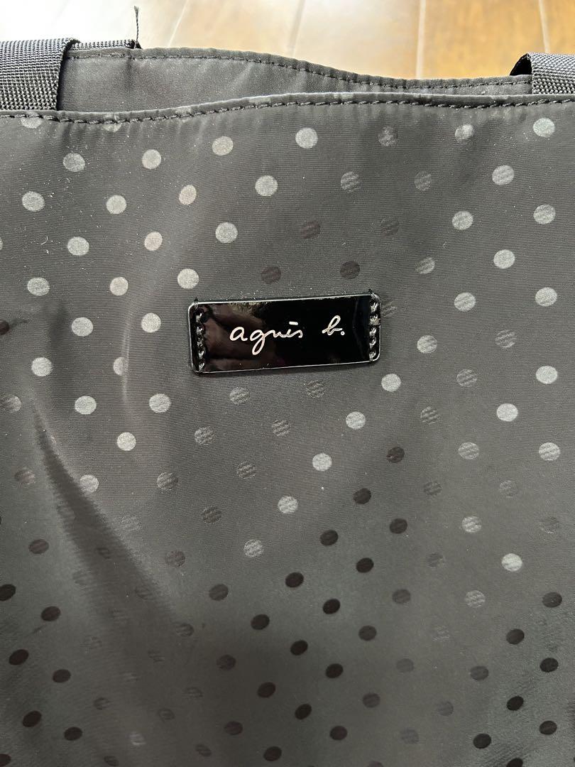 美品agnes b.ドット柄　ナイロンエナメル　2wayボストンショルダーバック agnes b. - アニエスベー ☆ ドット柄 ナイロン 2WAY ボストン