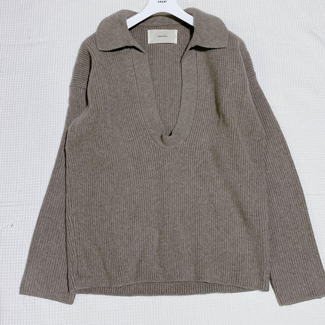 【美品】TODAYFUL ソフトスキッパーニット　ローゲージ　ブラウン　ゆったり