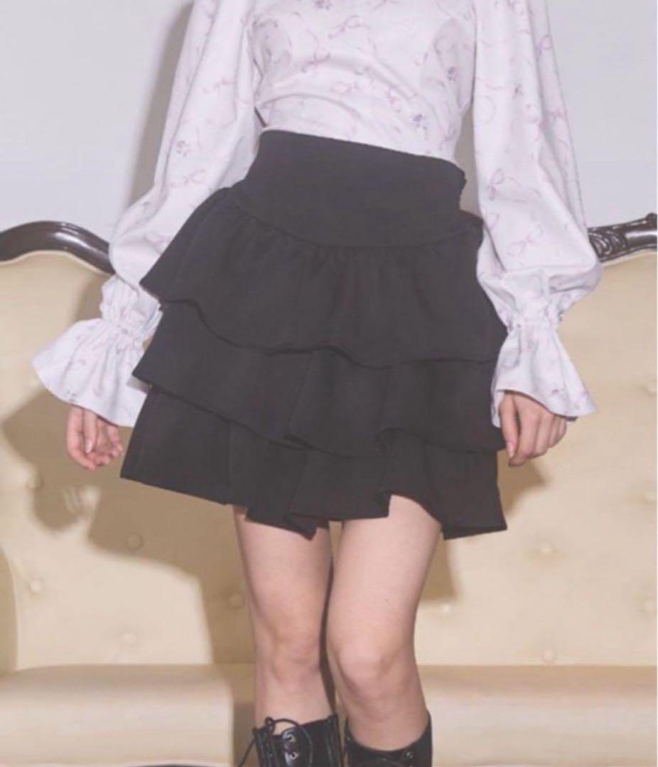 -5kg三段フリルミニスカート(パンツ) lovilyn Sサイズ　ブラック