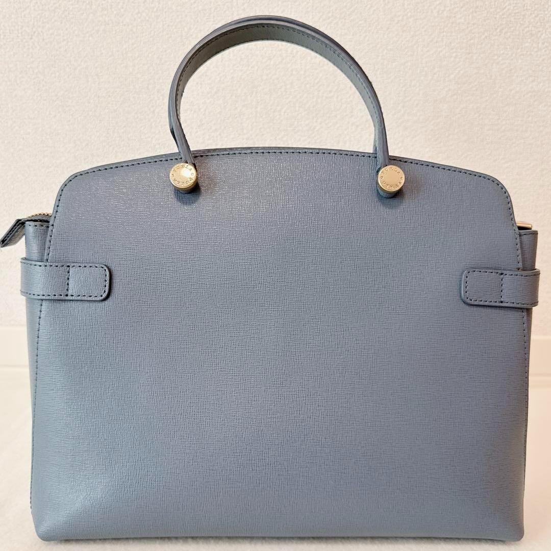 【美品】FURLA アガタ ハンドバッグ 2way ショルダー ブルー