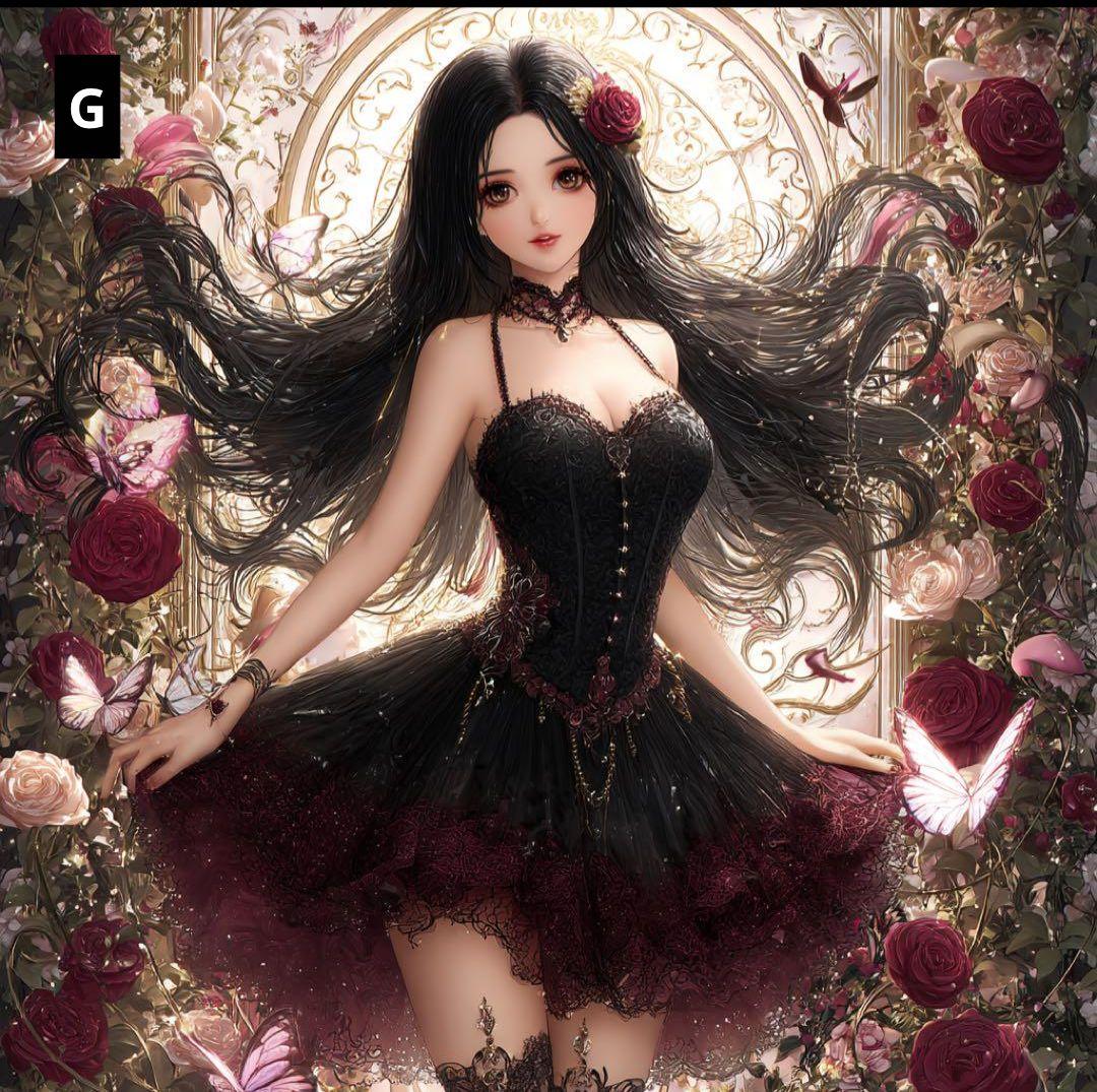 ♡セミオーダー受付中♡ 黒髪の女の子と薔薇 148 ✽soul生地✽様パネル ♡セミオーダー受付中♡ 黒髪の女の子と薔薇 148 ✽soul生地✽様パネル