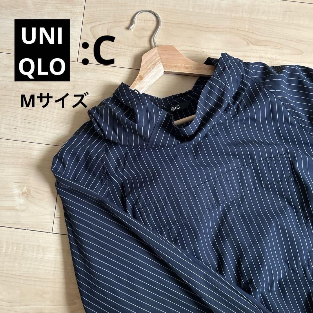 UNIQLOC フーデッドプルオーバーシャツ　ネイビー　M