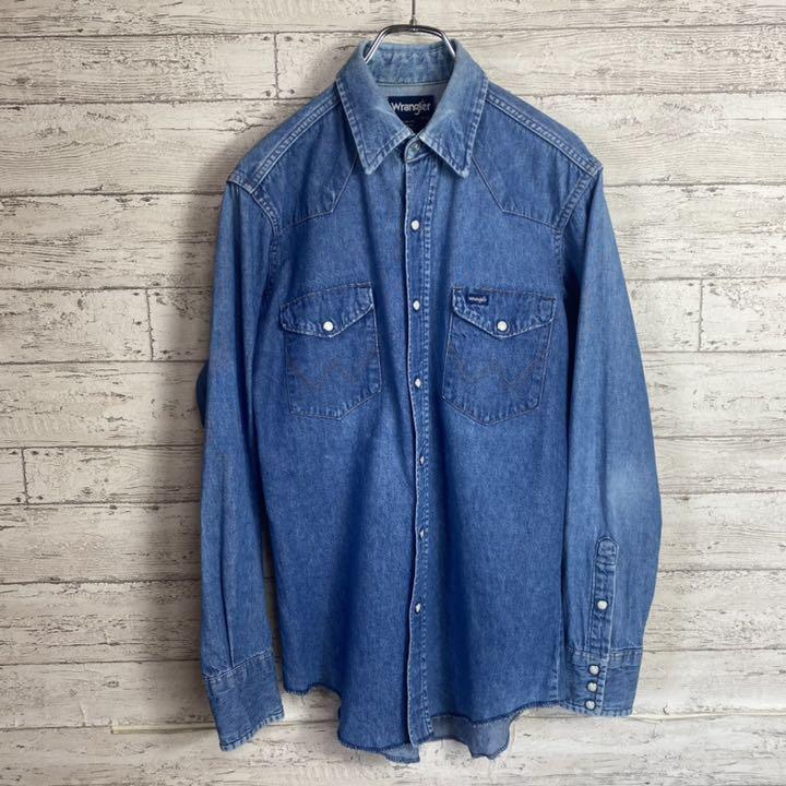80's デニムシャツ M フォロ割済み MFvZo-m77976814487 90's USA製 ラングラー 再入荷低価