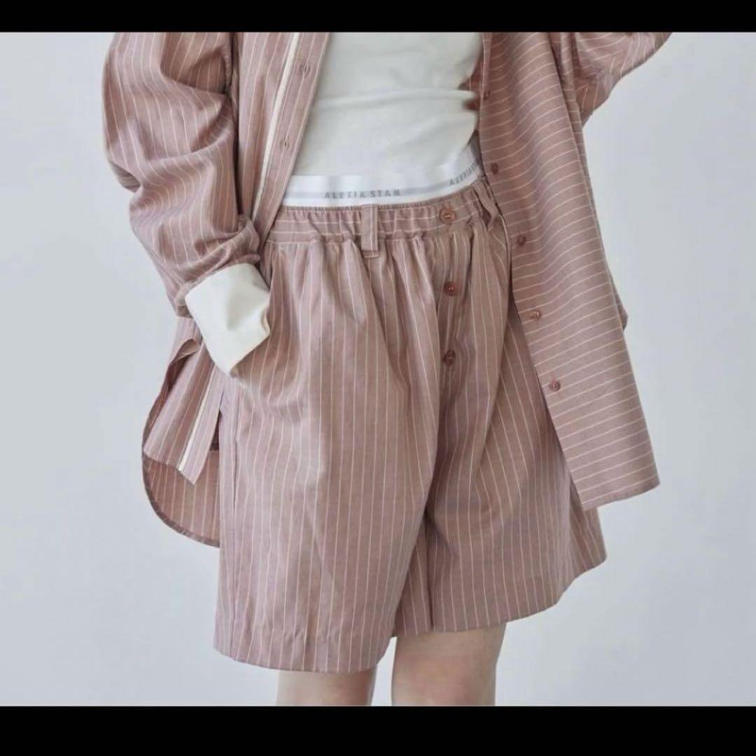 ALEXIA STAM ストライプショートパンツ S ピンク - メルカリ