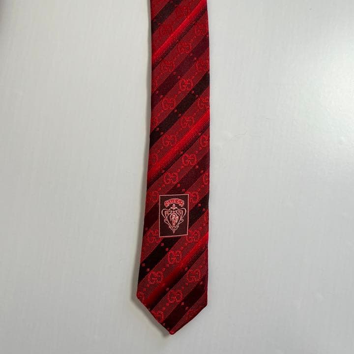 極美品✨GUCCI グッチ ネクタイ レッド レジメンタル GG柄 クリスマス