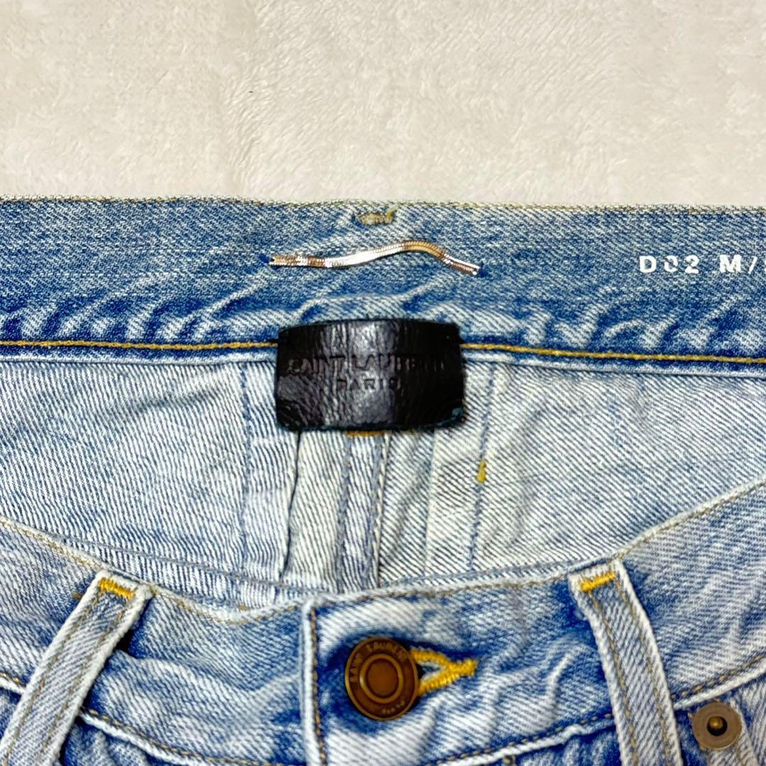 【美品】サンローラン デニムパンツ エディ期 ダメージ加工 ライトブルー 29 美品】サンローラン デニムパンツ エディ期 ダメージ加工 ライト