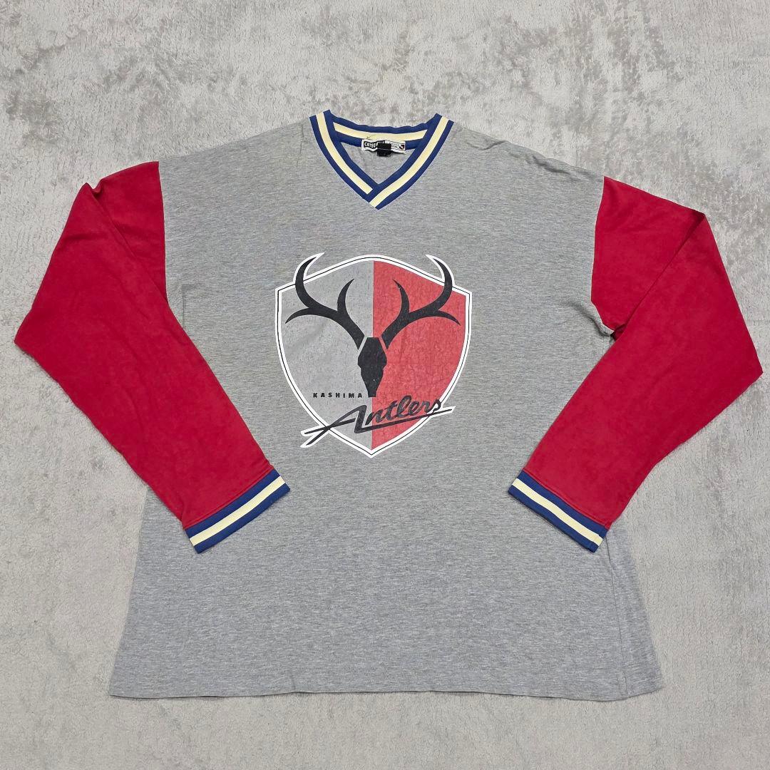 鹿島アントラーズ　ロンT　L　グレー　レッド　Jリーグ　長袖　カットソー