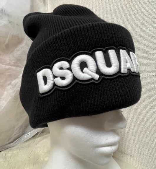 匿名配送★D SQUARED2(ディースクエアード) ロゴ ビーニー帽 ブラック