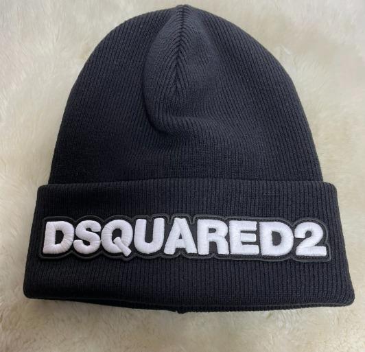 匿名配送★D SQUARED2(ディースクエアード) ロゴ ビーニー帽 ブラック