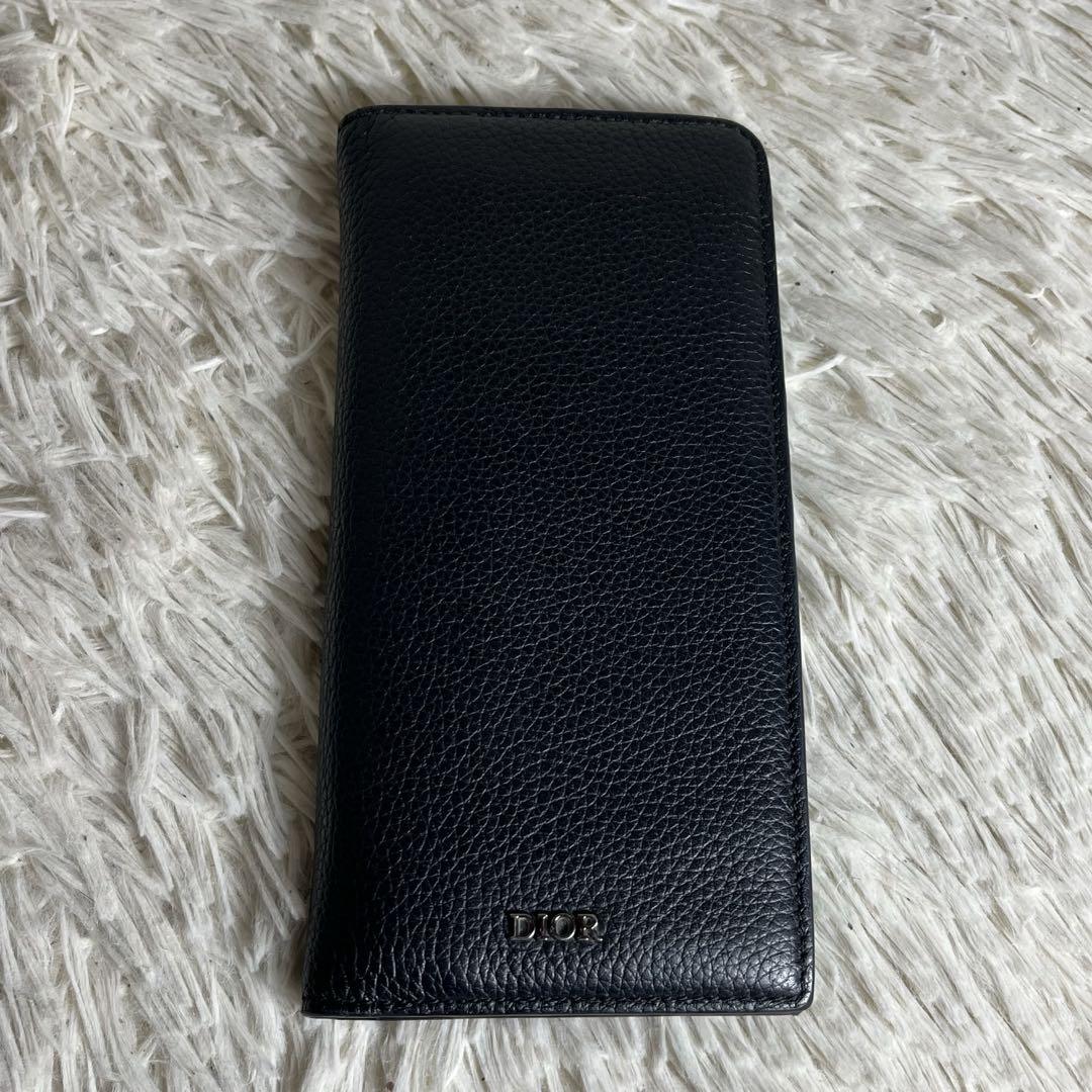 極美品✨Dior Homme 長財布 二つ折り レザー ブラック ロゴ金具