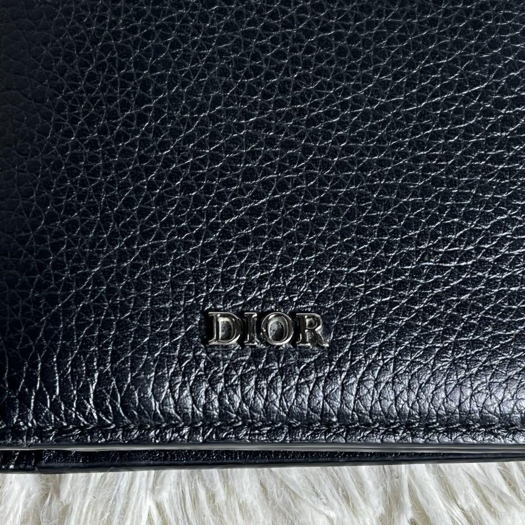 極美品✨Dior Homme 長財布 二つ折り レザー ブラック ロゴ金具
