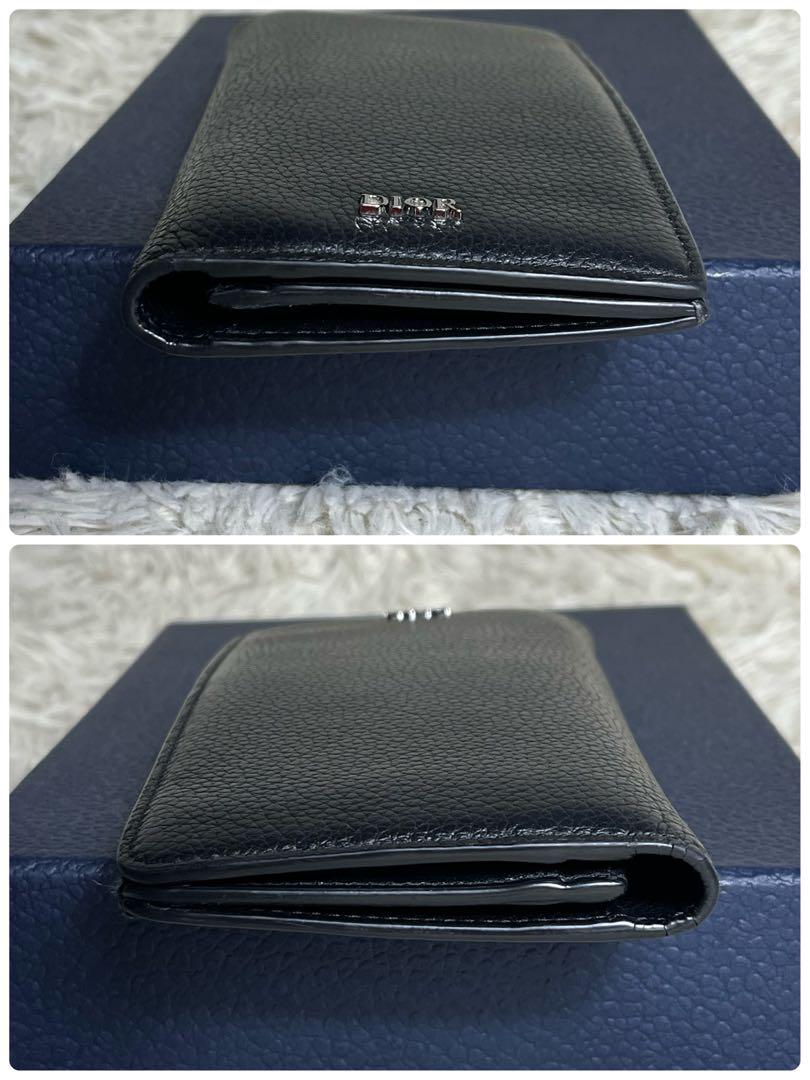 極美品✨Dior Homme 長財布 二つ折り レザー ブラック ロゴ金具