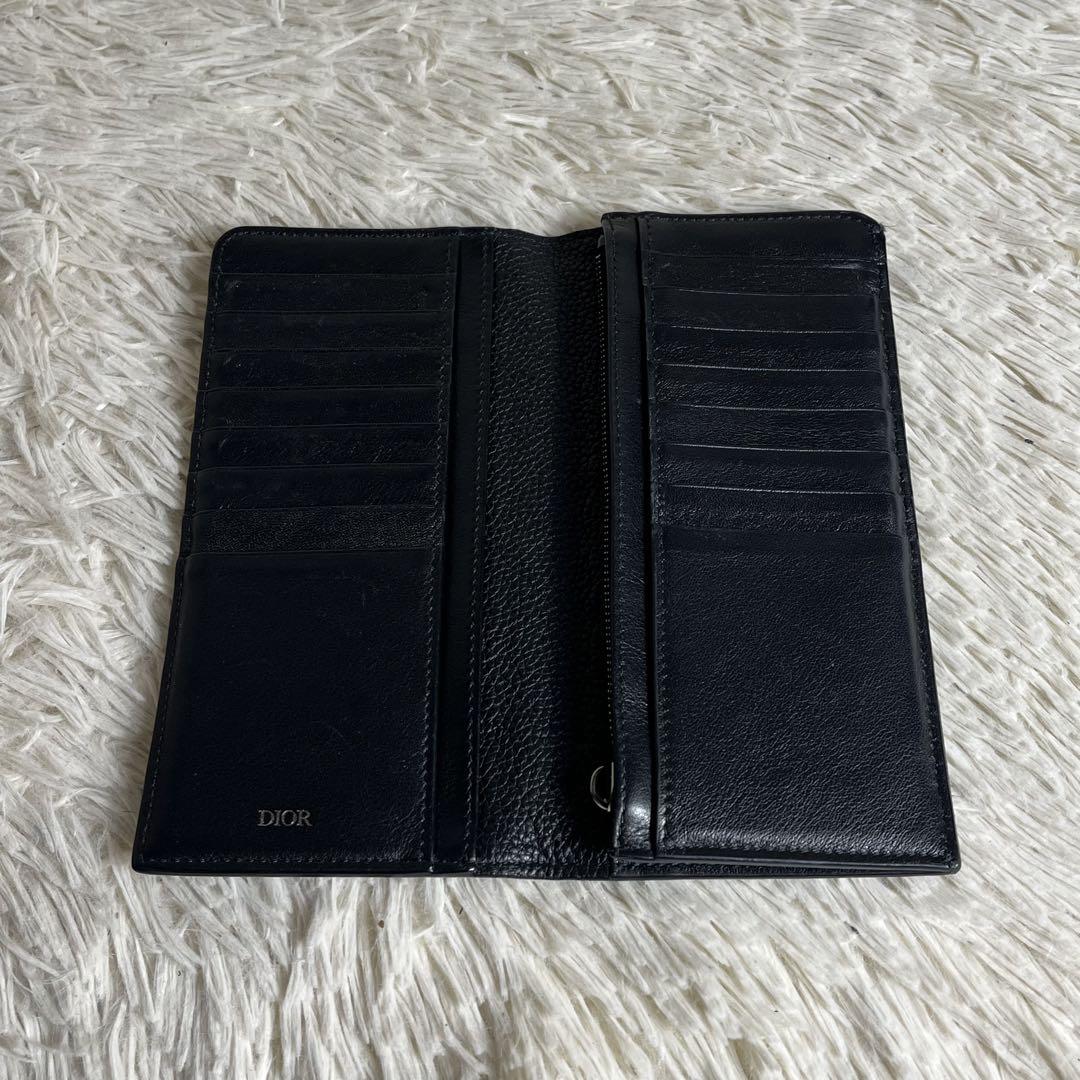極美品✨Dior Homme 長財布 二つ折り レザー ブラック ロゴ金具