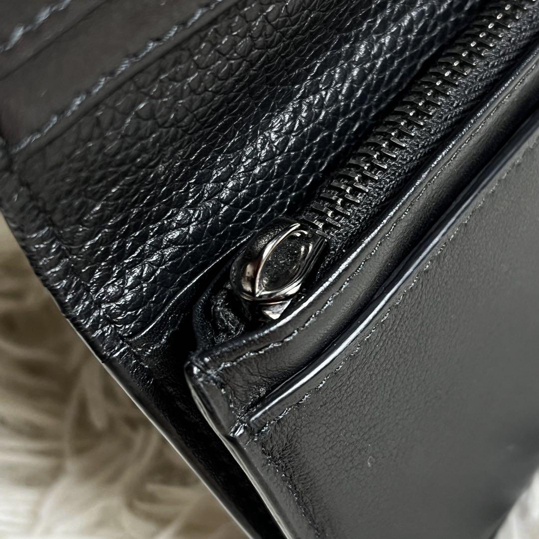 極美品✨Dior Homme 長財布 二つ折り レザー ブラック ロゴ金具