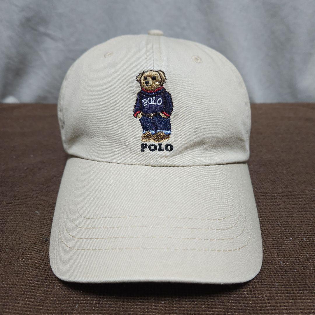 POLO ポロ キャップ 茶 ベージュ ポロベア ラルフローレン 古着
