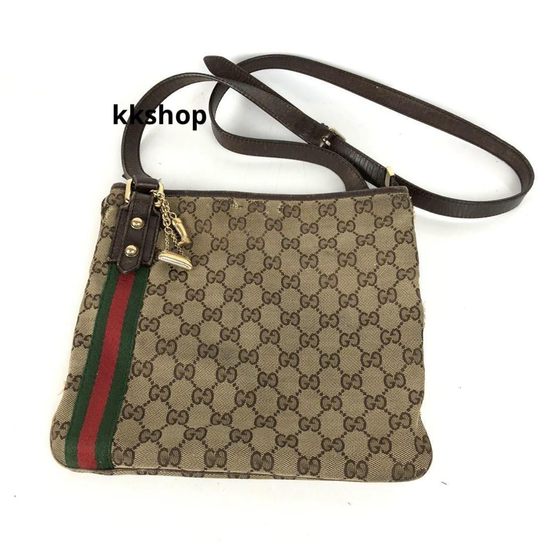 GUCCI グッチ GGキャンバス シェリーライン ショルダーバッグ ベージュ