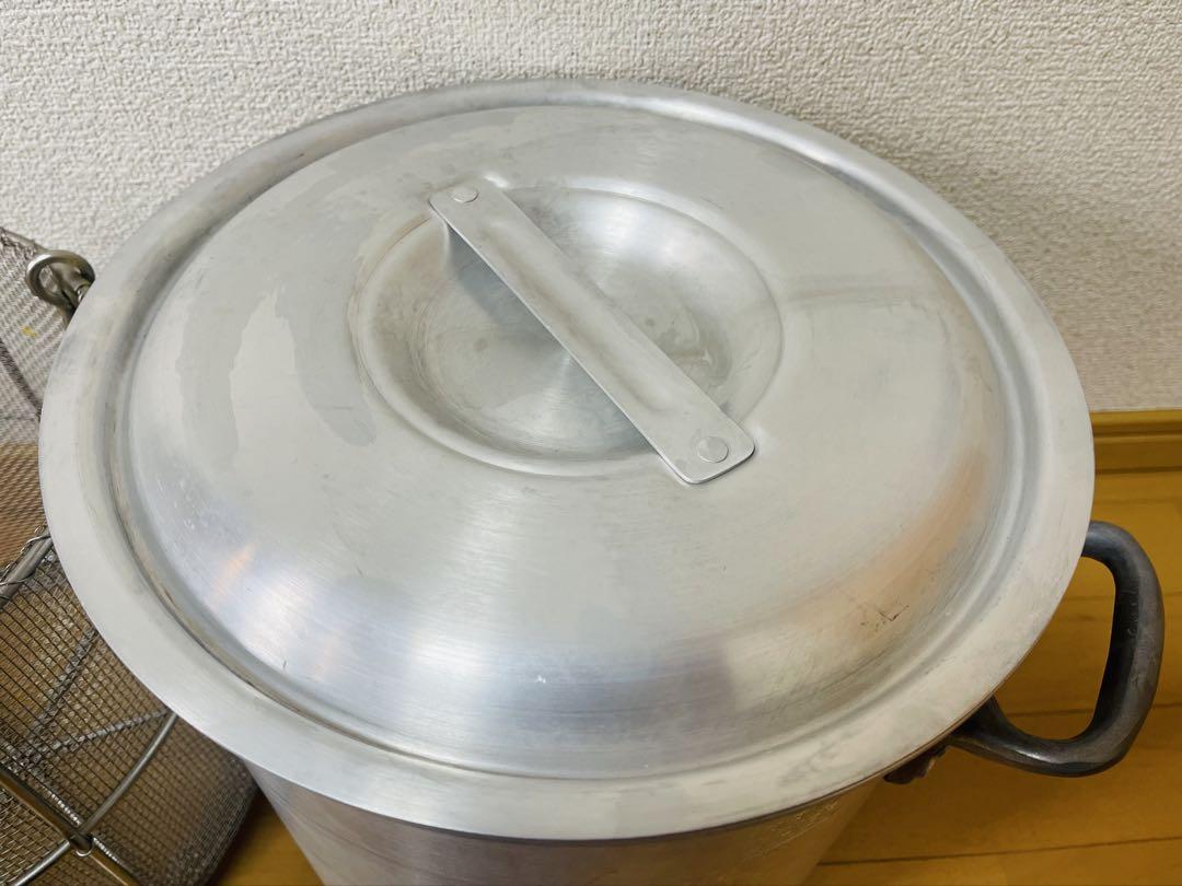 アルミ 業務用寸胴鍋 蓋付き ガラ取り網 付き 30cm