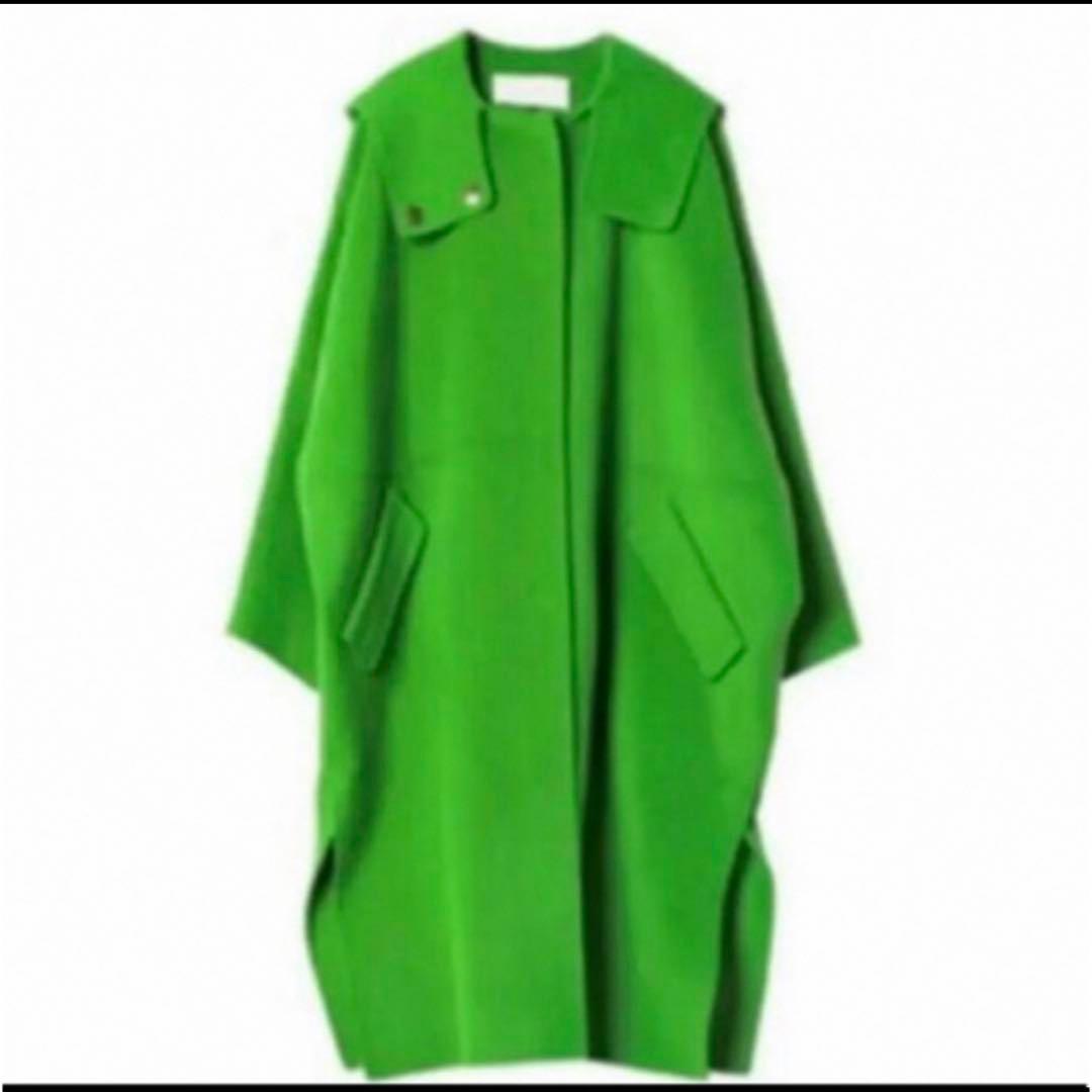 新品　ルシェルブルー　グリーン　コート　フーデッドオーバーコート