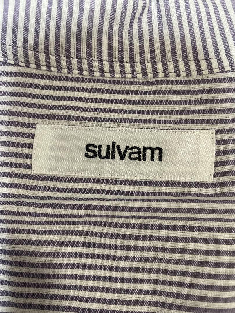sulvam ストライプ オープンカラーシャツ