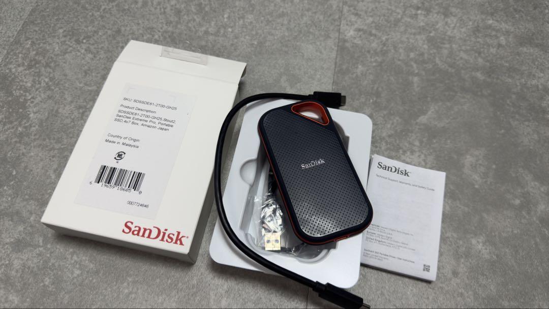 SanDisk SSD 外付け 2TB 3.2 Gen 2x2 最大2000M