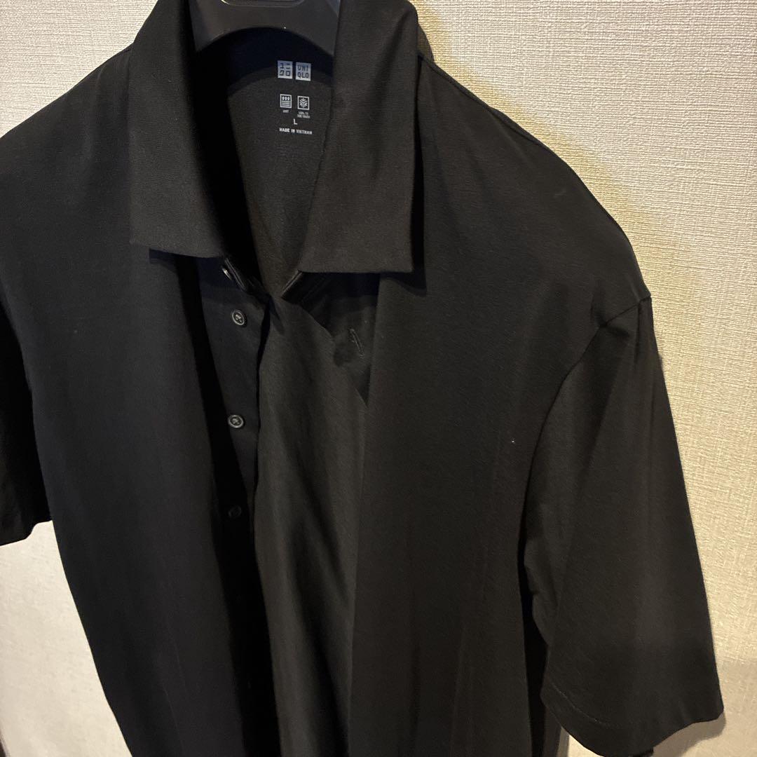 エアリズムコットンポロシャツ　L ブラック　新品未使用品　ユニクロU 黒 UNIQLO U Tシャツ XL ブラック エアリズムコットンオーバー