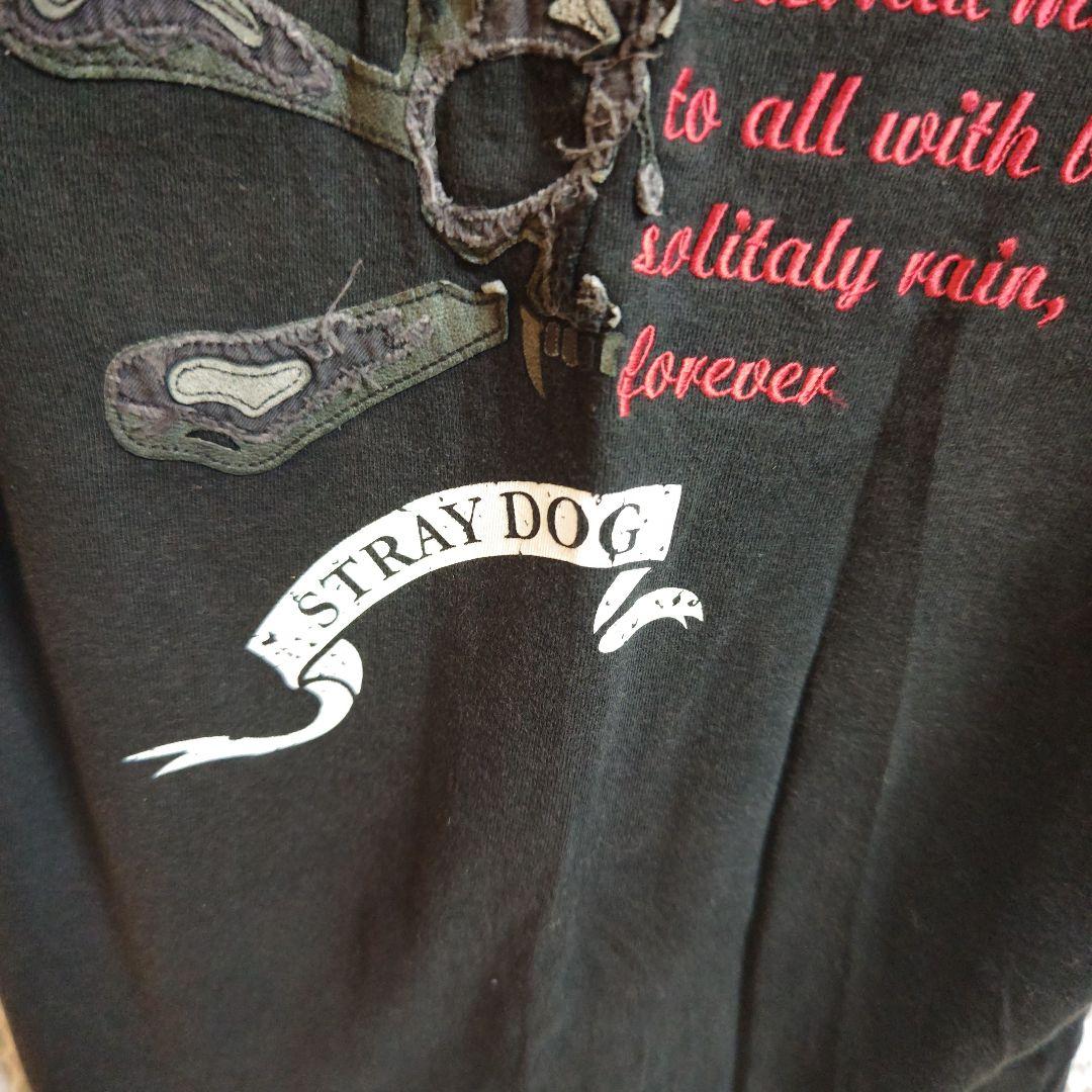 【オシャレ☆Roen】STRAY DOG 黒ロンT 袖カーキ　サイズ44