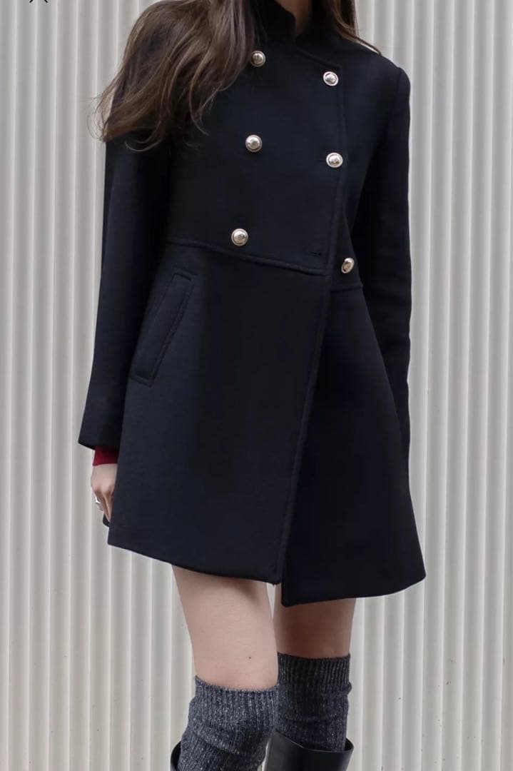 ZARA ザラ ショートコート Lサイズ ブラック aラインL ZARA