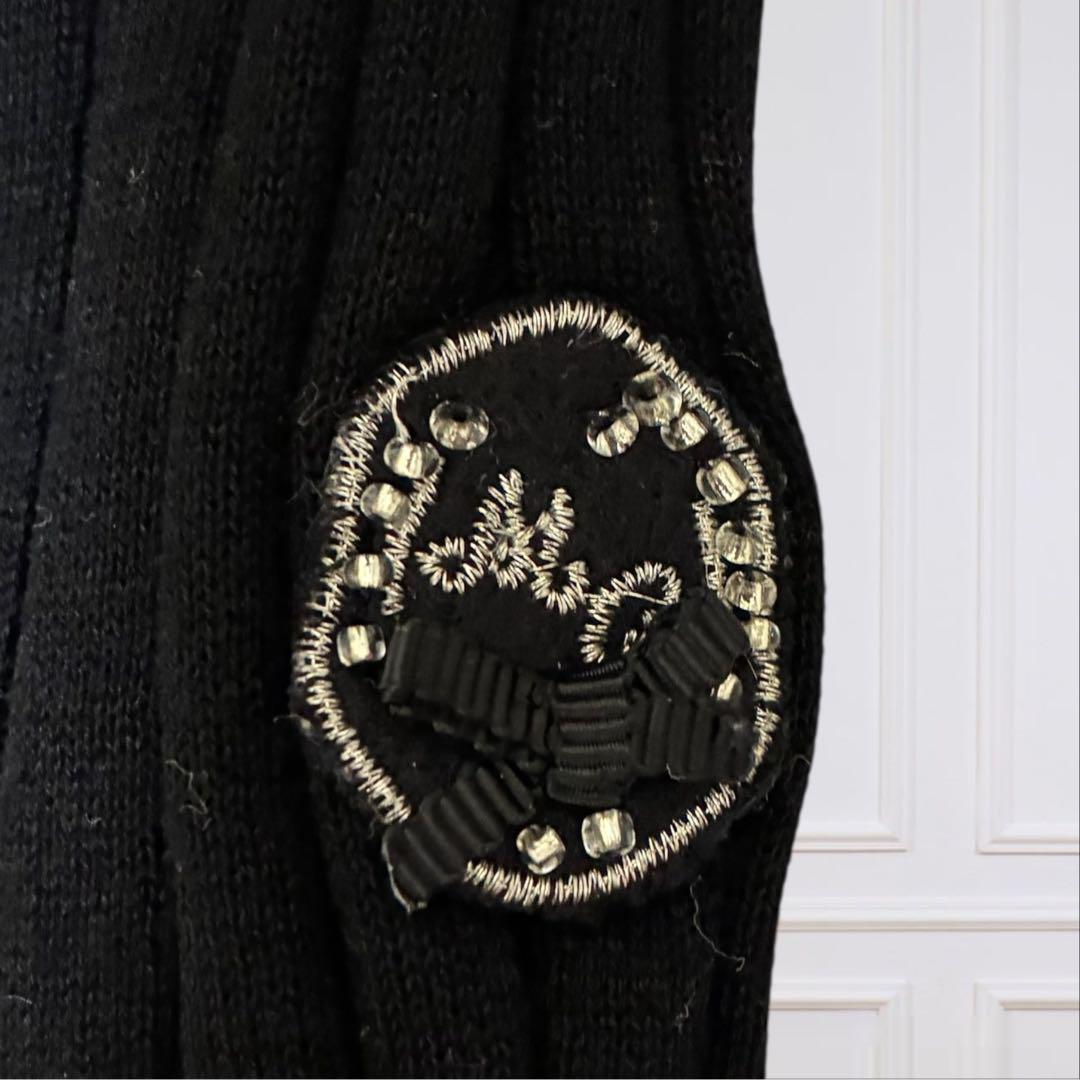 美品】 M'S GRACY フリル ワッペン ロング リブ カーディガン L