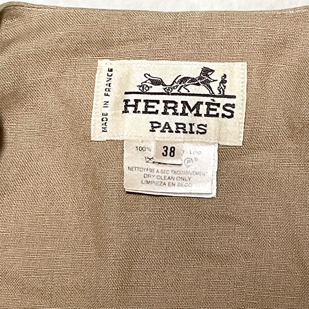 HERMES - vintage HERMES エルメス 金ボタン リネン Hロゴ