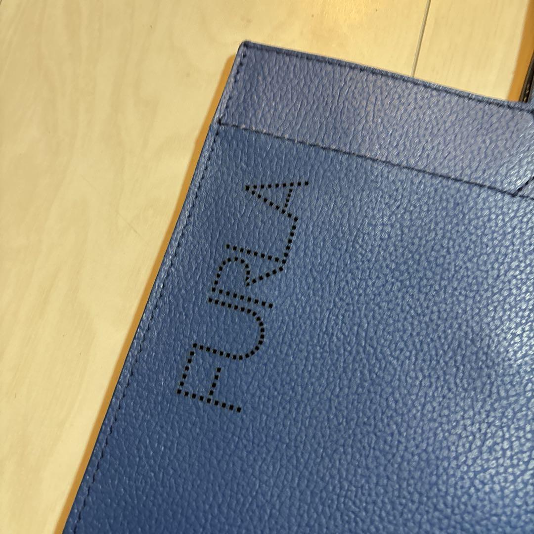 FURLA 青 レザー トートバッグ